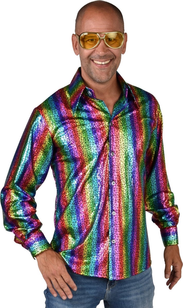 Disco Blouse Holografisch Regenboog - Maat S/M